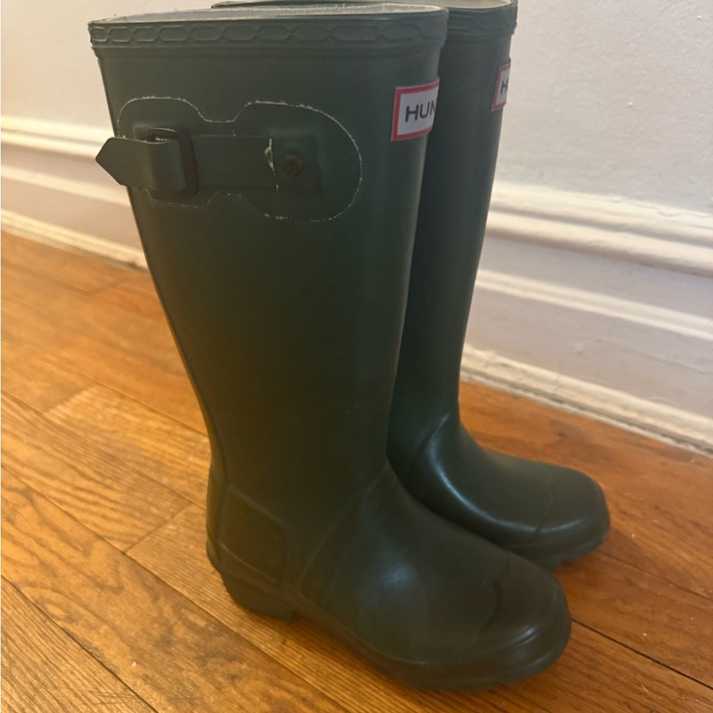 Hunter Dark Green Kids 13  Unisex Waterproof Boots